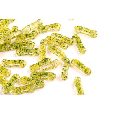 Matubo Z Beads 10mm Green Yellow Splatter 24405 | Czech Glass