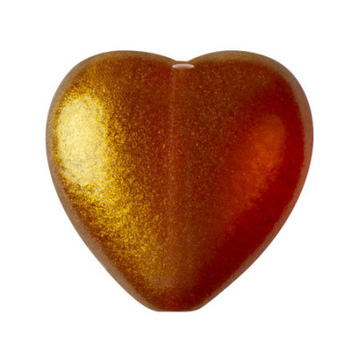 Candy Caramel Heart Czech Glass Beads 15x16mm - 4pcs
