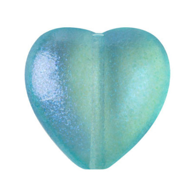 Candy Curacao Czech Glass Heart Beads - 15x16mm (4pcs)