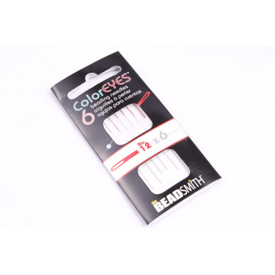 BeadSmith ColorEYES Size 12 Beading Needles - Red Eye (6 pcs)