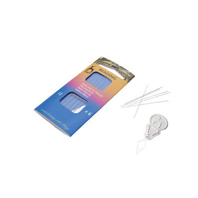 Pony Beading Needles Size 12 with Threader - Pack of 6