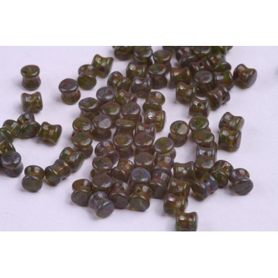 Preciosa Pellet Beads 4x6mm Emerald Travertine 50710/86805