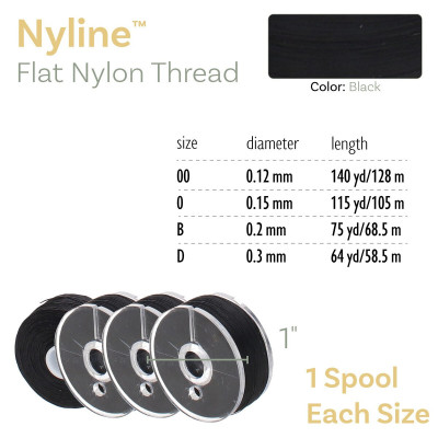 Nyline Nylon Beading Thread Set (4pcs) 0.12-0.3mm - Black