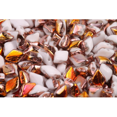 Matubo GemDuo Beads 8x5mm Chalk Capri Gold 03000/27101 | Glass Beads