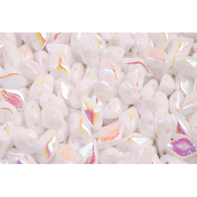 Matubo GemDuo 8x5mm Chalk Full AB 03000/28703 | Czech Glass Beads