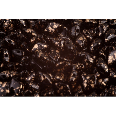 Matubo GemDuo 8x5mm Gold Splash Jet 23980/94401 | Czech Glass Beads