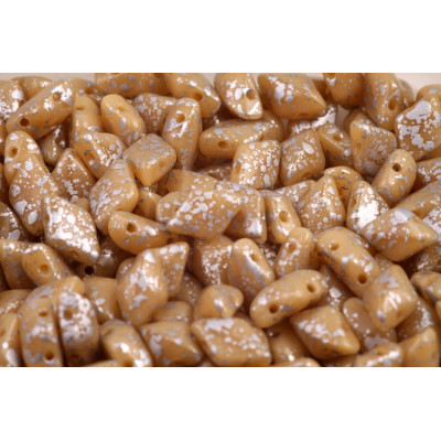 Matubo GemDuo 8x5mm Silver Splash Opaque Ivory 13020/15481