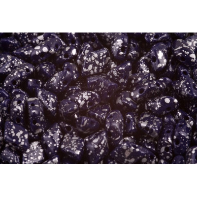 Matubo GemDuo 8x5mm Silver Splash Navy Blue 33400/15481 | Glass Beads