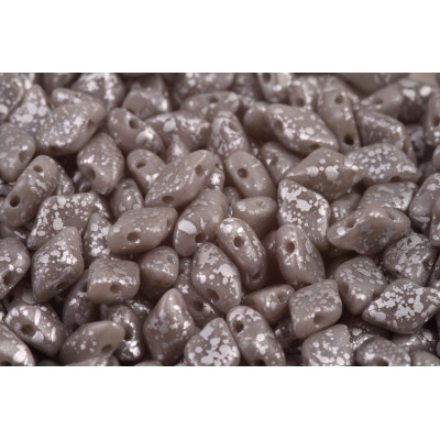 Matubo GemDuo 8x5mm Silver Splash Opaque Grey 43020/15481 | Beads