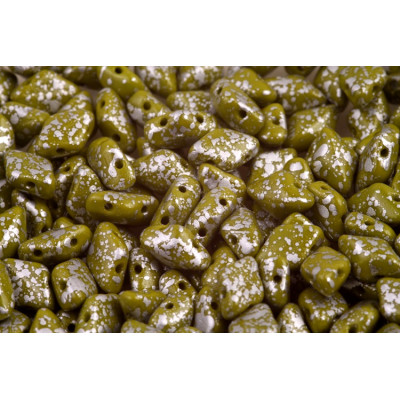 Matubo GemDuo 8x5mm Silver Splash Opaque Green 53410/15481 | Czech