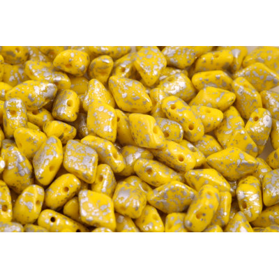 Matubo GemDuo 8x5mm Silver Splash Limon 83120/15481 | Czech Beads