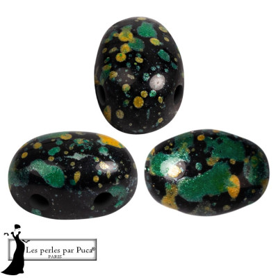 Samos par Puca Enamel Green 23980/94604 5x7mm | Czech Glass Beads