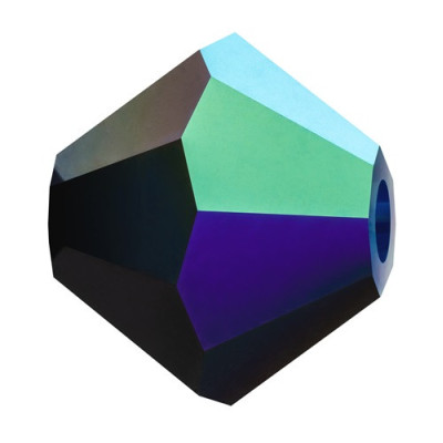 Preciosa Bicone MC Beads 6mm Jet AB 23980-28701 | Czech Glass