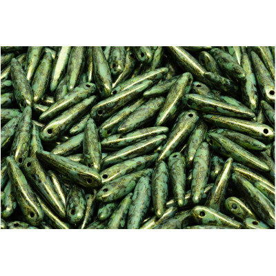 Preciosa Thorn Beads 5x16mm Teal Picasso 23980/65326 | Czech Glass