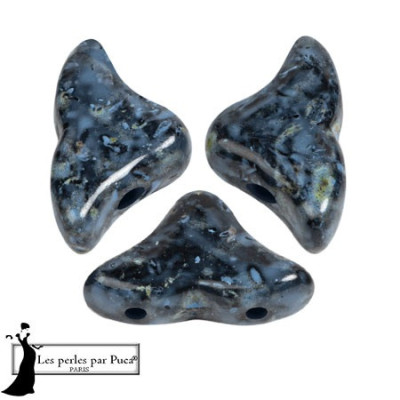 Hélios® par Puca® #136 Black Stony Blue 23980 | 2-Hole Beads