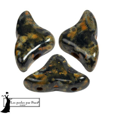 Hélios® par Puca® Black Stony Orange 23980 | Czech Glass Beads