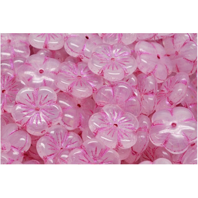 Apple Flower Beads 14x14mm Pink Fuchsia R0201-43807 | Czech Glass