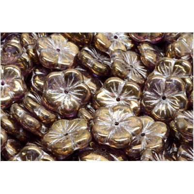Apple Flower Beads 14x14mm Violet Bronze 14496 | Czech Glass