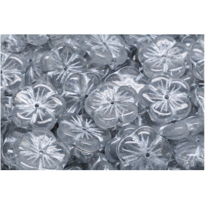 Apple Flower Beads 14x14mm Crystal Silver 00030-54201 | Czech Glass