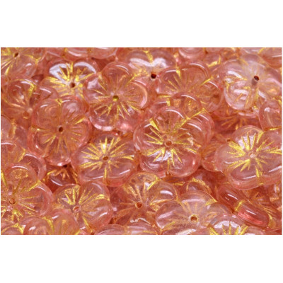 Apple Flower Beads 14x14mm Pink Gold 00030-43803-34304 | Czech Glass
