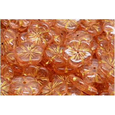 Apple Flower Beads 14x14mm Peach Gold 43803-34305 | Czech Glass