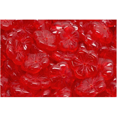 Apple Flower Beads 14x14mm Transparent Red 90080 | Czech Glass