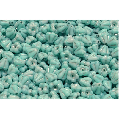 Bell Flower Beads 4x6mm Turquoise Silver 07524-54201 | Glass Beads