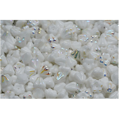 Bell Flower Beads 4x6mm White Iridescent 02010-28701 | Czech Glass