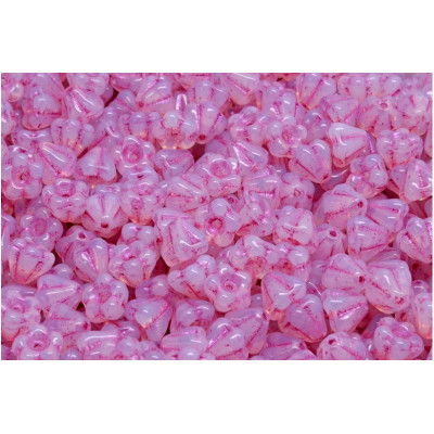 Bell Flower Beads 4x6mm White Opal Pink 01000-43807 | Rutkovsky