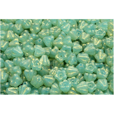 Bell Flower Beads 4x6mm Turquoise Gold 61400 - ETCH-56902