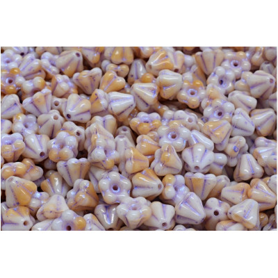 Bell Flower Beads 4x6mm Peach & Purple 07104-43809 | Czech Glass