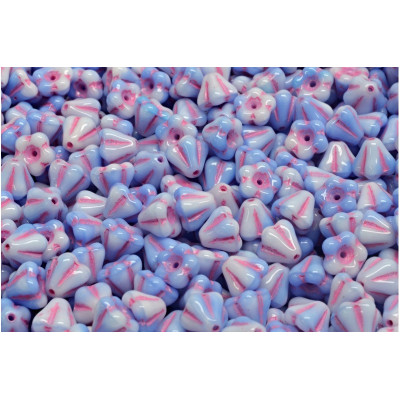 Bell Flower Beads 4x6mm Light Blue Pink 07314-47570 | Czech Glass