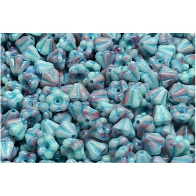 Bell Flower Beads 4x6mm Aqua Mauve 57713-54308 | Czech Glass