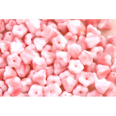 Pink Bell Flower Beads 4x6mm Czech Glass 07724 | Rutkovsky