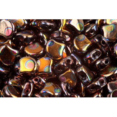 Matubo Ginko Beads 7.5mm Jet Orange Rainbow Dot 23980/27725DO