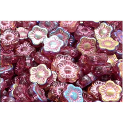Sunset Flower Beads 10x10mm Violet R0021-28701-54321 | Czech Glass