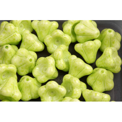 Bell Flower Beads 11x13mm Lime Green 02010-34310 | Czech Glass