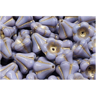 Bell Flower Beads 11x13mm Lilac Gold 37714-54302 | Czech Glass