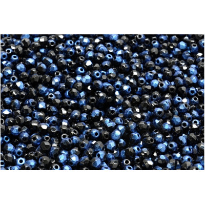 Fire Polished Beads 3mm Jet Black Blue Luster 23980-56560