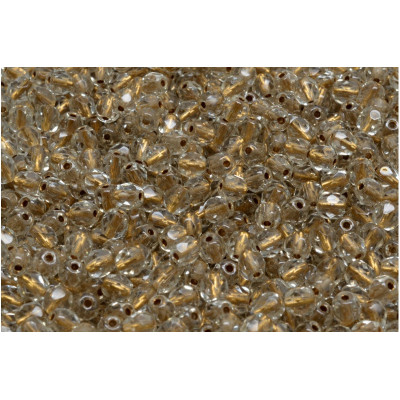 Fire Polished Beads 4mm Crystal Gold Lined 00030-68106 | Czech Glass