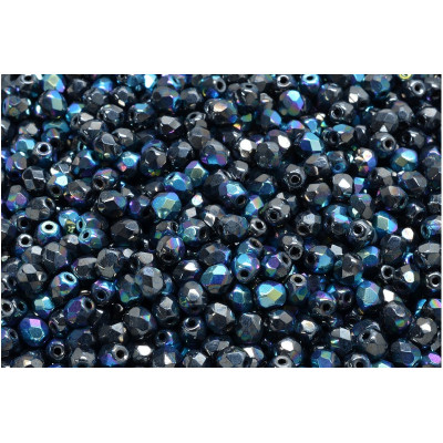 Fire Polished Beads 4mm Metallic Blue Iris 28701 | Czech Glass