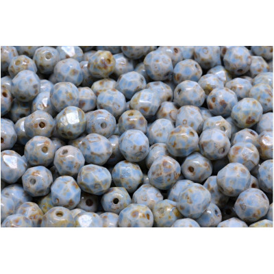 Czech Fire Polished Beads 6mm Light Blue Picasso 03000-86800-33308