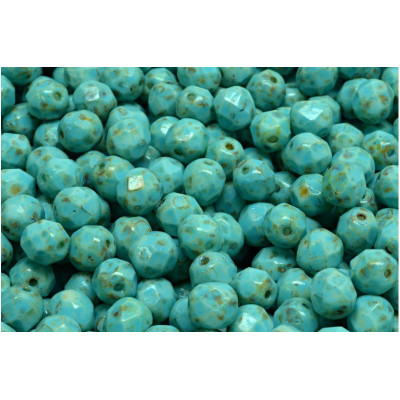 Fire Polished Beads 6mm Turquoise Picasso 03000-86800-33309