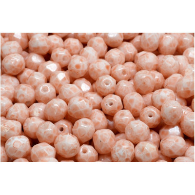 Fire Polished Beads 6mm Peach Marbled 03000-34305 | Czech Glass