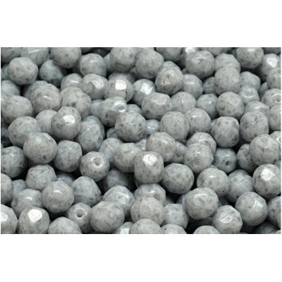 Czech Fire Polished Beads 6mm Grey Marble 03000-34311 | Rutkovsky