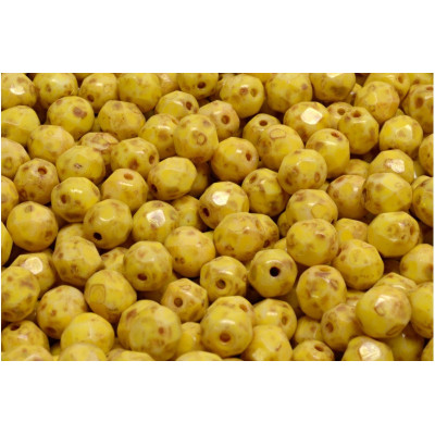 Fire Polished Beads 6mm Yellow Picasso 03000-86800-33303