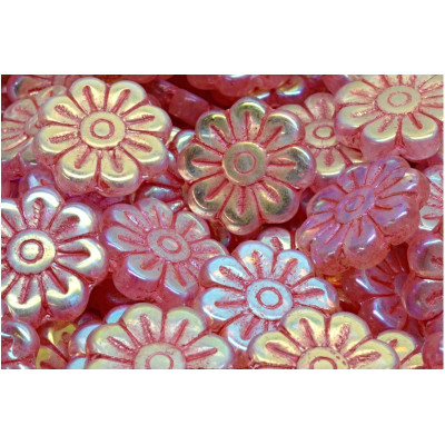 Daisy Flower Beads 18x18mm Pink Luster 00030-28703 | Czech Glass