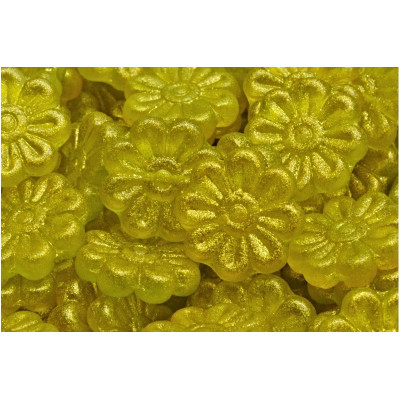 Daisy Flower Beads 18x18mm Sparkling Yellow 542009 | Czech Glass