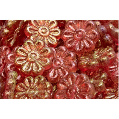 Daisy Flower Beads 18x18mm Peach Gold 00030-542015 | Czech Glass