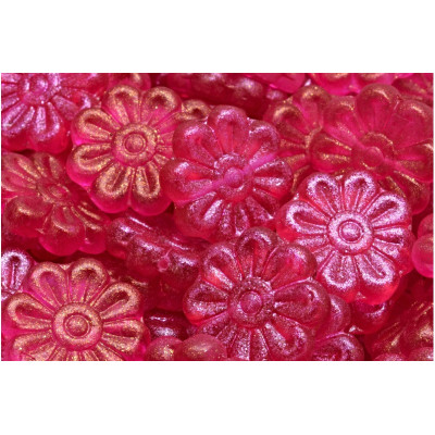Daisy Flower Beads 18x18mm Fuchsia Gold 00030-542021 | Rutkovsky